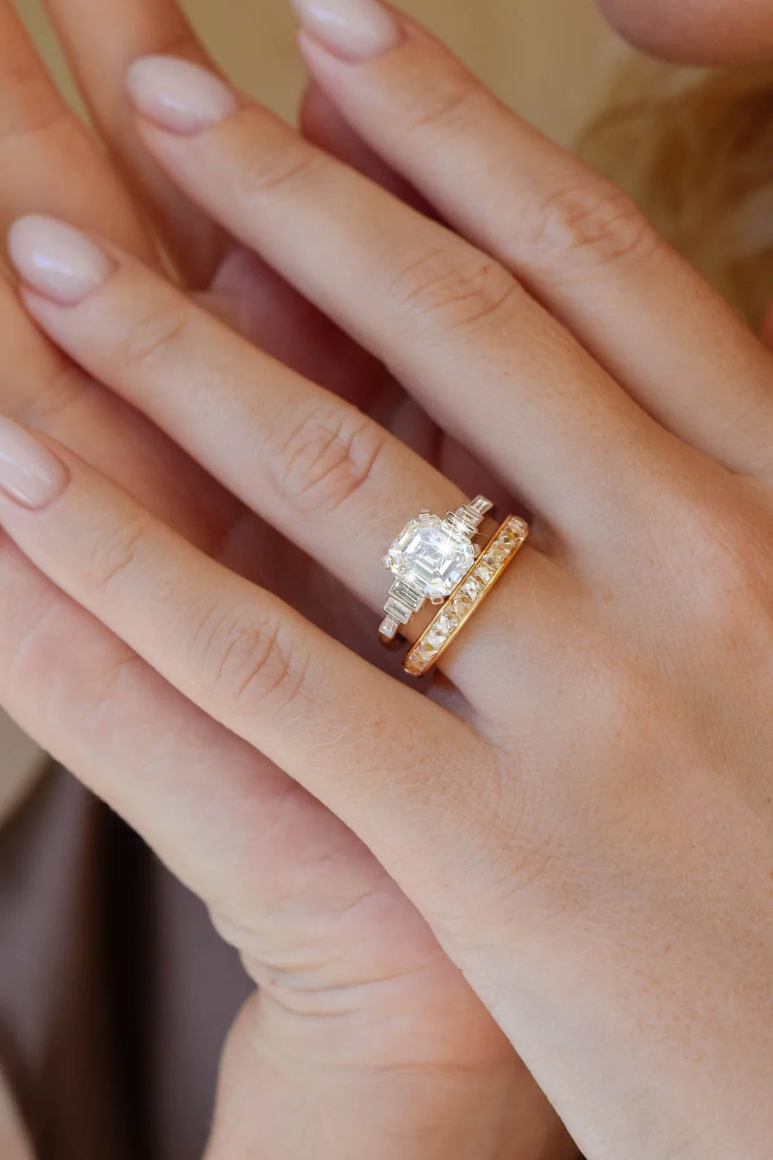 Bague de diamant vintage du milieu du siècle, 2.24ct Square Emerald Cut