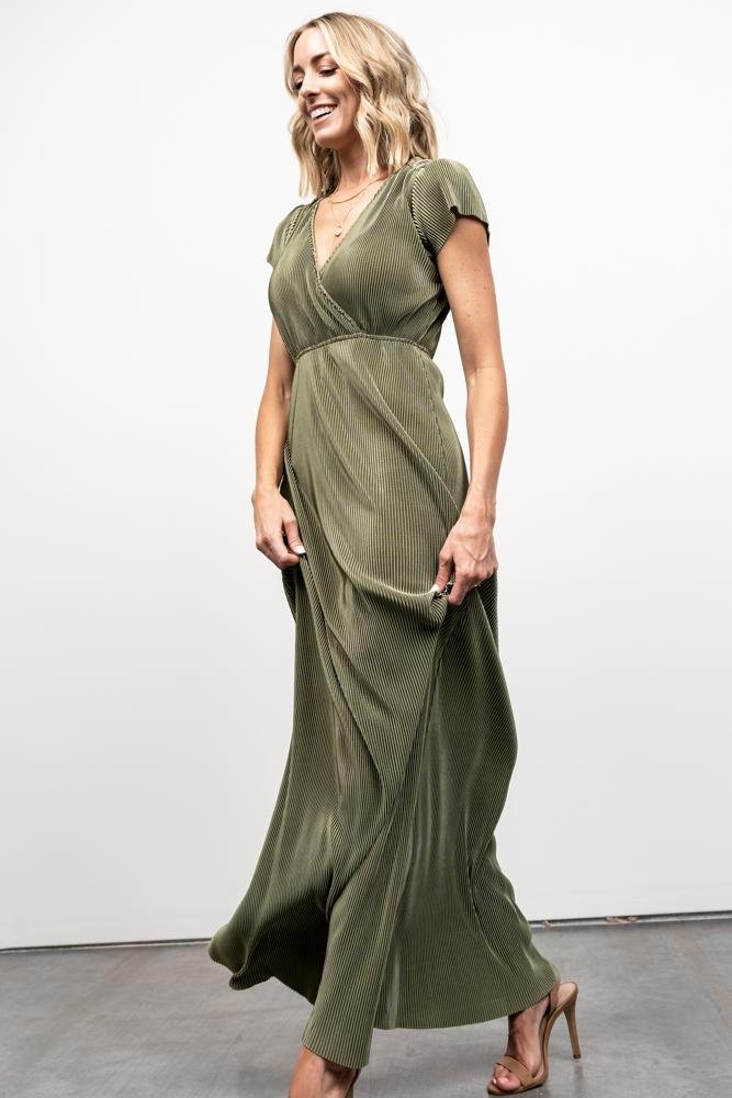 Athena Pleated Maxi Dress | Sage
