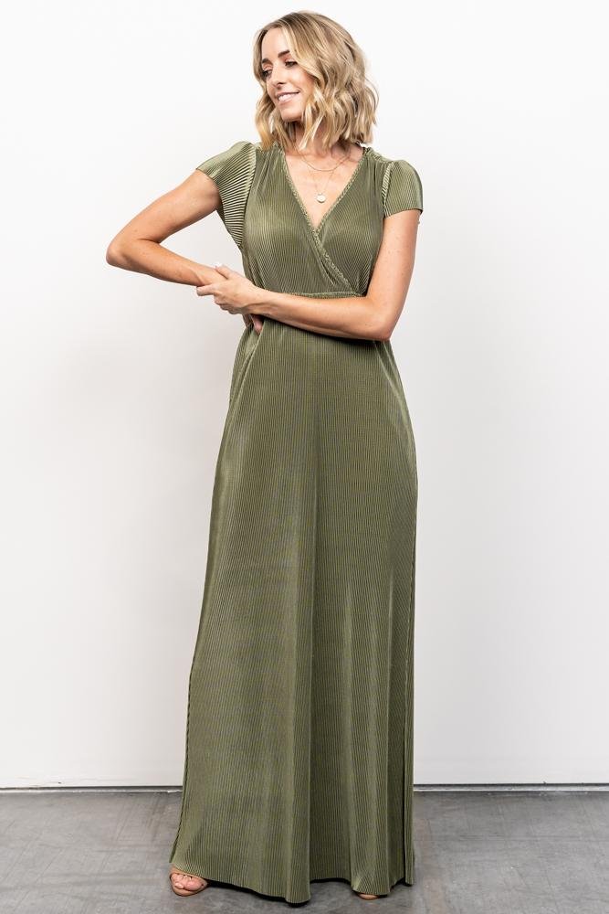 Athena Pleated Maxi Dress | Sage