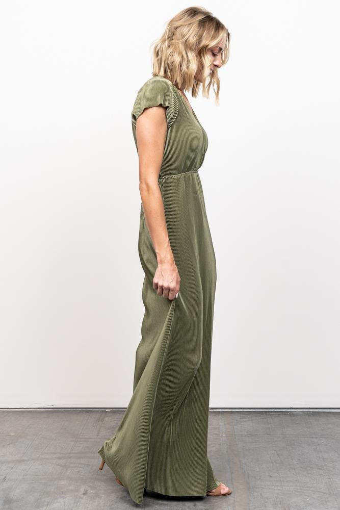 Athena Pleated Maxi Dress | Sage