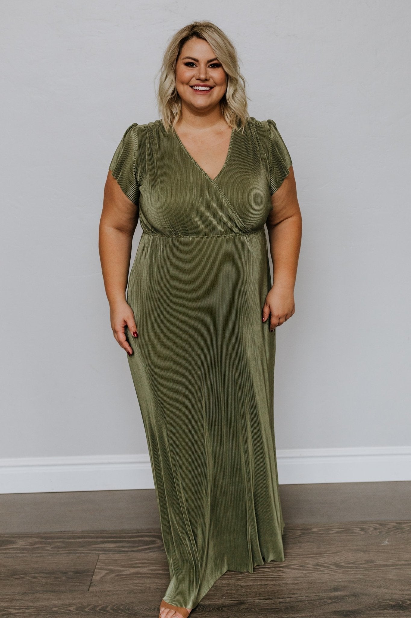 Athena Pleated Maxi Dress | Sage