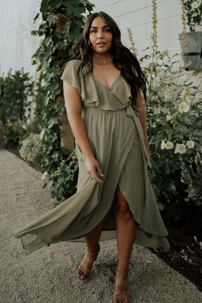 Katya Ruffle Maxi Dress | Dusty Olive